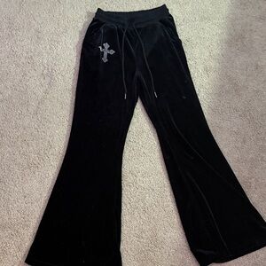 ROMWE Y2K Black Velour Pants